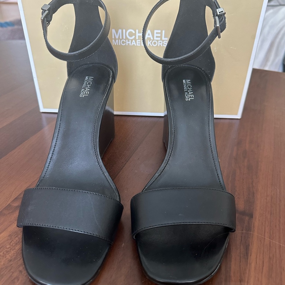 New never worn Michael Kors Black Ankle-Strap Block Heel Sandals